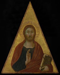 Christ Blessing, omkring 1340 (tempera og bladguld på panel) af Niccolò di Segna