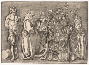 De seks hellige, ca. 1535. af Niccolo Boldrini