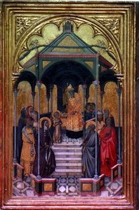 Præsentationen af jomfruen ved templet (tempera på panel) af Niccolo Bonaccorsi