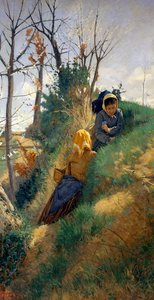 Pastoral scene, af Niccolo Cannicci (1846-1906), olie på lærred, 72x38 cm
