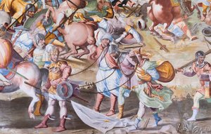 Detalje af fresko i slagets sal om slaget ved La Higueruela i 1431