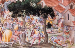 Detalje af fresko i slagets sal om slaget ved La Higueruela i 1431