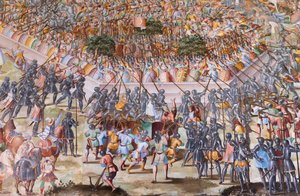 Detalje af fresko i slagets sal om slaget ved La Higueruela i 1431