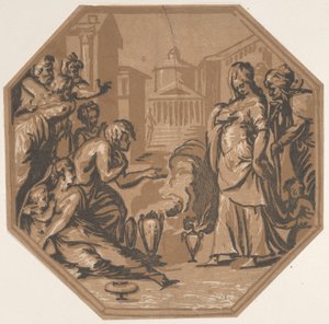 Folk, der hylder Psyches skønhed, ca. 1540-50., ca. 1540-50. af Niccolo Vicentino