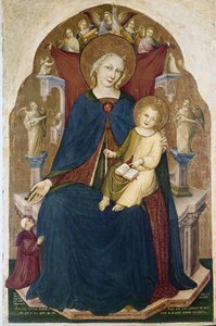 Madonna enthroned with Child and two devotees. Painting by Niccolo di Pietro Gerinidani af RC