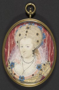 Anne af Danmark, ca. 1600 (gouache på vellum lagt på kort) af Nicholas (studio of) Hilliard