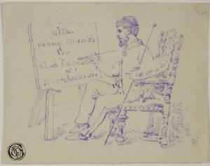 Kunstner siddende ved staffeliet af Nicholas Chevalier