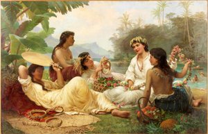 Solrige himmelstrøg, Tahiti af Nicholas Chevalier