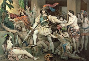 Erobring af Mexico: Hernando Cortes (1485-1547) Modsat menneskeofring af Nicholas Eustache Maurin