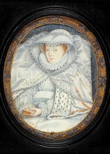 En dame traditionelt identificeret som Mary Queen of Scots (akvarel på vellum) af Nicholas Hilliard