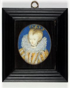 En dame, der traditionelt identificeres som dronning Elizabeth I, når prinsesse (emalje) af Nicholas Hilliard