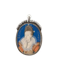 En dame i guldkjole med højtstående ryg, 1605 af Nicholas Hilliard