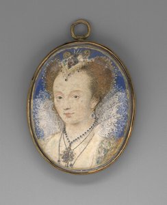 Portræt af en kvinde, ca. 1590 (vellum lagt på kort) af Nicholas Hilliard
