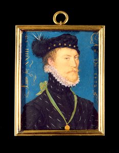 Portræt af en ukendt mand, 24 år, 1572 (wc på pergament) af Nicholas Hilliard