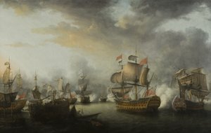 Slutningen af slaget om de hellige, ca. 1782 (olie på lærred) af Nicholas Pocock