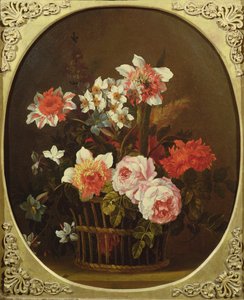 Stilleben med blomster i en kurv, 18. århundrede af Nicholas Ricoeur