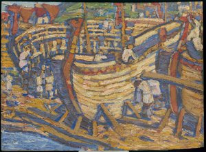 At bygge skibene. Skitse til maleriet af samme titel, 1903 af Nicholas Roerich