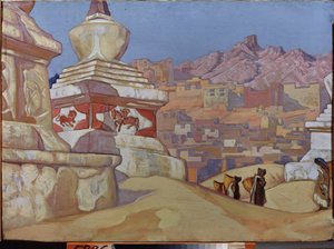 Courier of Good Fortune (fra Maitreya-suiten). tibetansk buddhisme. Værk af Nicholas Roerich (1874-1947), tempera på pap af Nicholas Roerich
