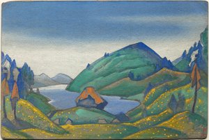 Sceneri til Stravinskys ballet "Forårets rite", 1944 af Nicholas Roerich
