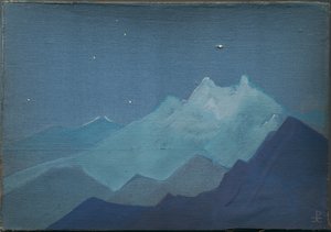 Himalaya, månebeskinnede bjerge, skitse, 1933