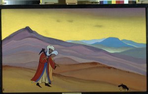 Khosrow og Shirin. Persisk legende fra det 13. århundrede: kærlighedshistorie mellem sassanidernes konge Khosrow II og den kristne prinsesse Shirin. Maleri af Nicholas Roerich (1874-1947), tempera på lærred af Nicholas Roerich