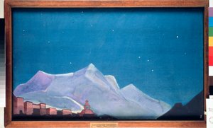 Det kongelige kloster i Hemis, i Tibet. (Buddhisme) Maleri af Nicolas (Nicholas) Roerich (1874-1947), tempera på lærred af Nicholas Roerich