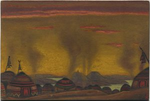Polovtsian Camp, indretning til "Polovtsian Dances" fra Borodins opera "Prince Igor", 1943 af Nicholas Roerich