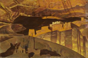 Ruiner af Det Hvide Hus i Canyon De Chelly, 1921 af Nicholas Roerich