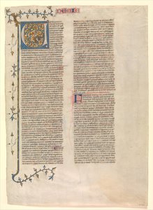 Indledende V fra kommentaren til Nehemias, et af seks illustrerede blade..., ca. 1360-1380. af Nicholas of Lyra