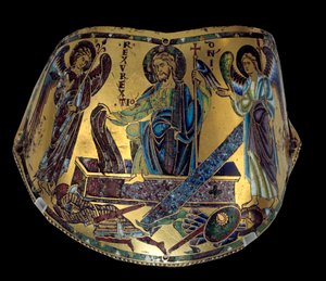 Armilla: Opstandelsen. Ceremonielle armbånd af mas kobber og emalje. Værksted af Nicolas Verdun (ca.1130/50-1205) Middelalder, ca. 1170-1180. Paris, Musée du Louvre