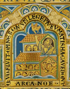 Noahs Ark og duens ankomst, Verdun-alteret ... (emalje på forgyldt kobber) af Nicholas of Verdun