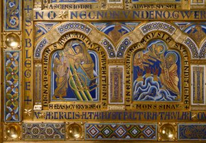 Verdun-alter lavet i guld og emaille af Nicolas de Verdun (ca. 1130/50-1205): scener fra Det Gamle og Nye Testamente: detaljer, der viser Elias