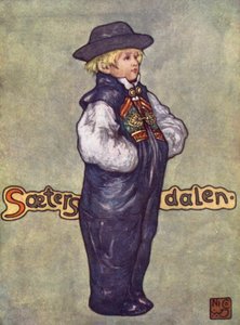 Norge: A Boy of Saetersdalen (farve litho) af Nico Jungman