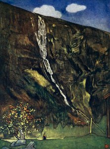 Norge: Romsdals vandfald (farve litho) af Nico Jungman