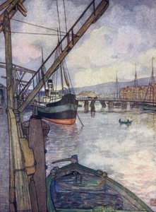 Norge: Trondhjem (farve litho) af Nico Jungman