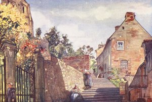An Approach to the Abbey, Mont St Michel (farvelitografi) af Nico Jungmann