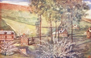 Kirsebærblomst (farvelitografi) af Nico Jungmann