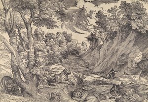 Skt. Hieronymus i vildmarken, midten af 1500-tallet., midten af 1500-tallet. af Nicolò Boldrini.