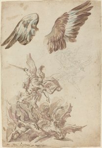 Studier til Saint Michael, der besejrer Rebel Angels af Nicolò Ricciolini