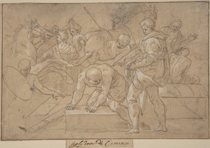 Historisk Scene Composition Study for Chapelle de Guise, 1500-tallet. af Nicolò dell