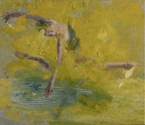 Ballerina på havet, 2021 (olie på lærred) af Nicola Pucci