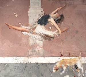 Ballerina med hund, 2021 (olie på lærred)