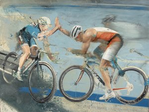 Cyklister, 2021 (olie på lærred) af Nicola Pucci