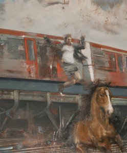 Spring fra toget, 2017 (olie på lærred) af Nicola Pucci