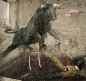 Toro-stol og torero, 2017 (olie på lærred) af Nicola Pucci