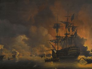 Branden på kajen i Algier, kort efter påbegyndelsen af bombardementet af den engelsk-hollandske flåde, 27. august 1816 Fire episoder under tilstedeværelsen af den engelsk-hollandske flåde i Algierbugten, 26. til 27. august 1816 (serietitel)