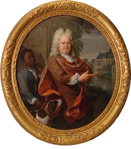 Francois van Bredehoff flankeret af sin tjener Tabo Jansz af Nicolaas Verkolje
