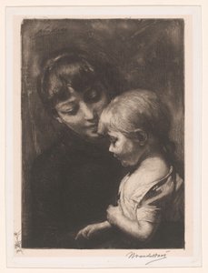 Kvinde med barn af Nicolaas van der Waay (signed by artist)