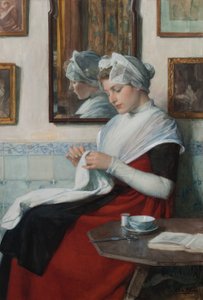 An Amsterdam Orphan Girl Sewing, ca. 1890 (wc lagt ned på pap)