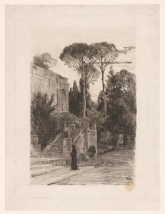 Monumental bygning med have af Nicolaas van der Waay